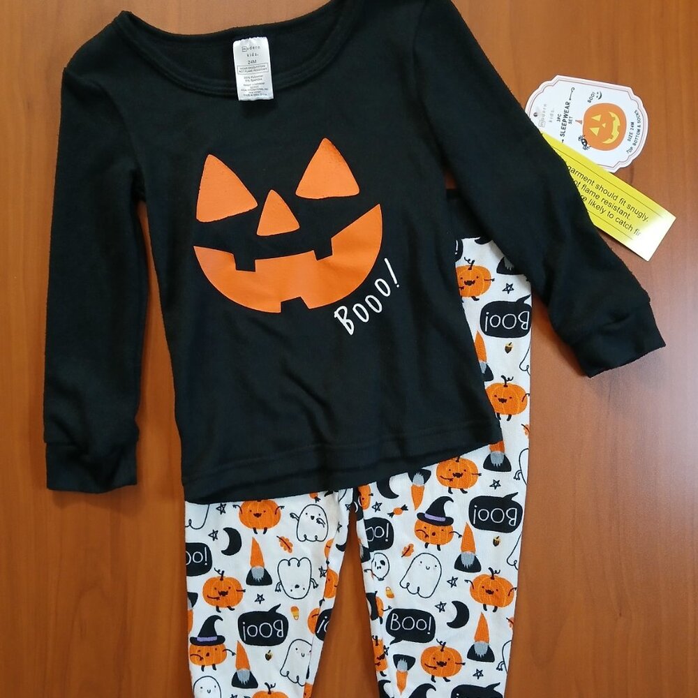 Modern Kids 2pc Pumpkin Face Pajama Set - 24M